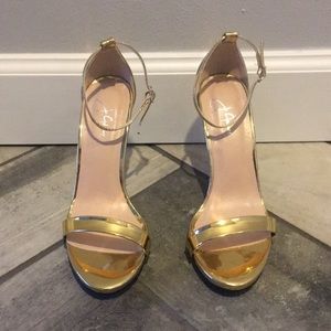 Gold ankle strap heels size 6.5
